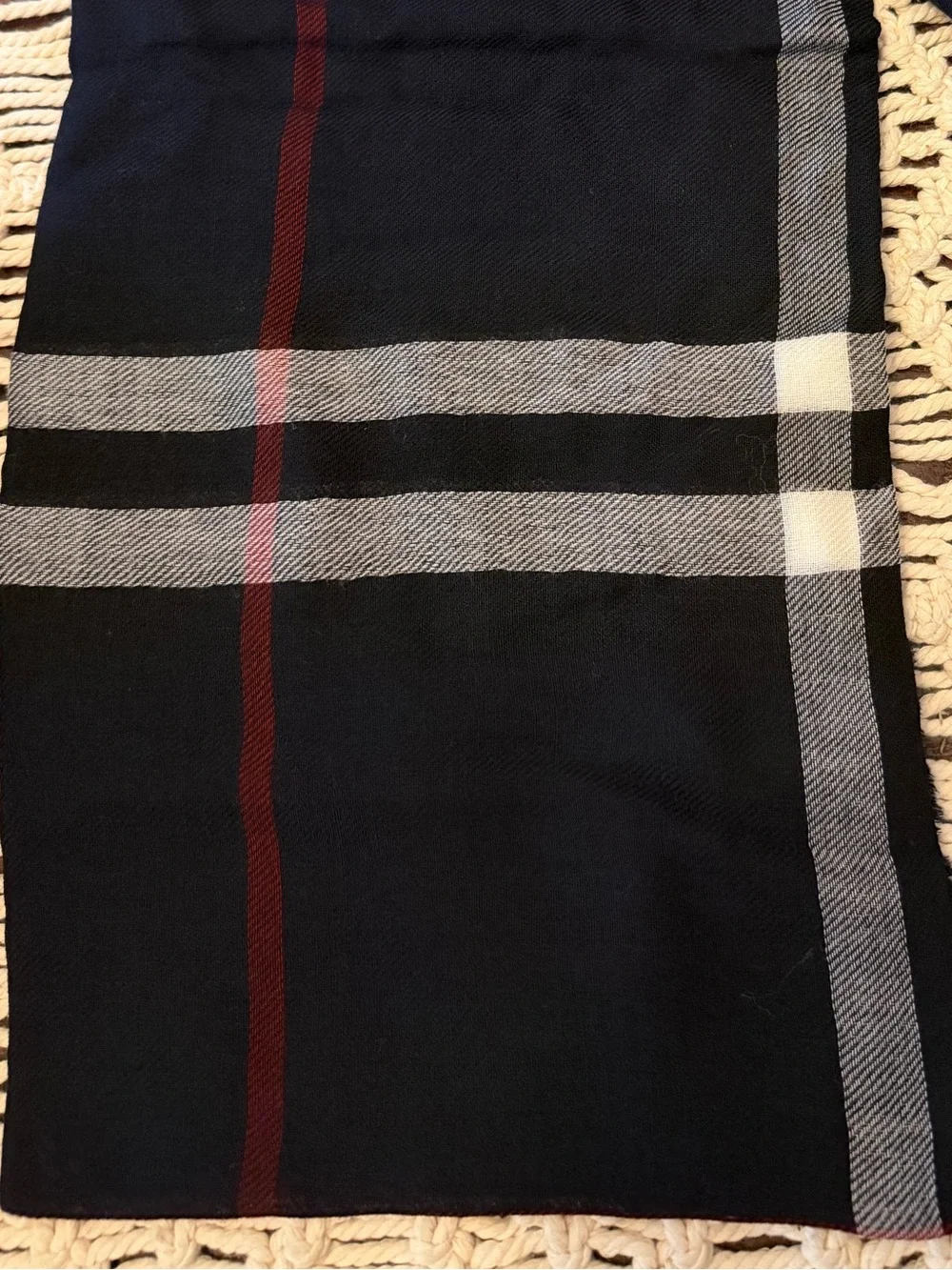 Burberry Men’s Giant Check Lightweight Wool Scarf in Ink - 78”x 35” - NWT